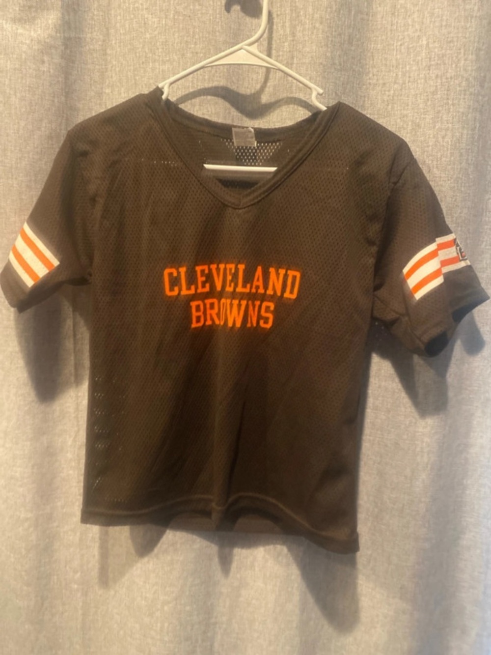 Cleveland Browns Women's Black & Orange Mesh Jersey Top